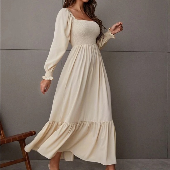 Boho black shirted ruffle hem flounce sleeve maxi dress - Picture 12 of 16